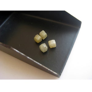 3mm Yellow Diamond, Matched Pair, Rough Diamond, Raw Diamond, Uncut Diamond, Diamond Cubes, 2 Pieces Diamond Cubes For Jewelry