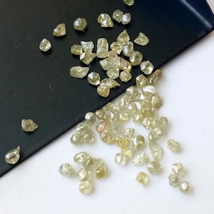 2-3.5mm Raw Clear Yellow Diamonds, Light Yellow Loose Uncut Smooth Rough Diamond, Luster Diamonds for Jewelry (1 Ct To 2 Cts Options)-PPD661