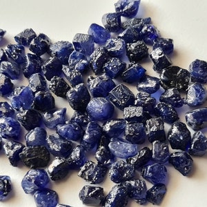 8-12mm Blue Sapphire Rough, Un Drilled Glass Filled Raw Sapphire Natural Gem Stones, Loose Raw Blue Sapphire (5Pcs To 10Pcs Option) - PDG335