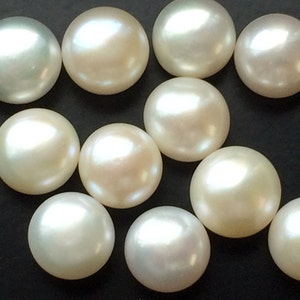7mm Ivory Pearls, Natural Fresh Water Pearl Cabochons, Natural Pearls, Loose Flat Pearls For Jewelry (5Pcs To 10Pcs Options) - PG0222 image 2