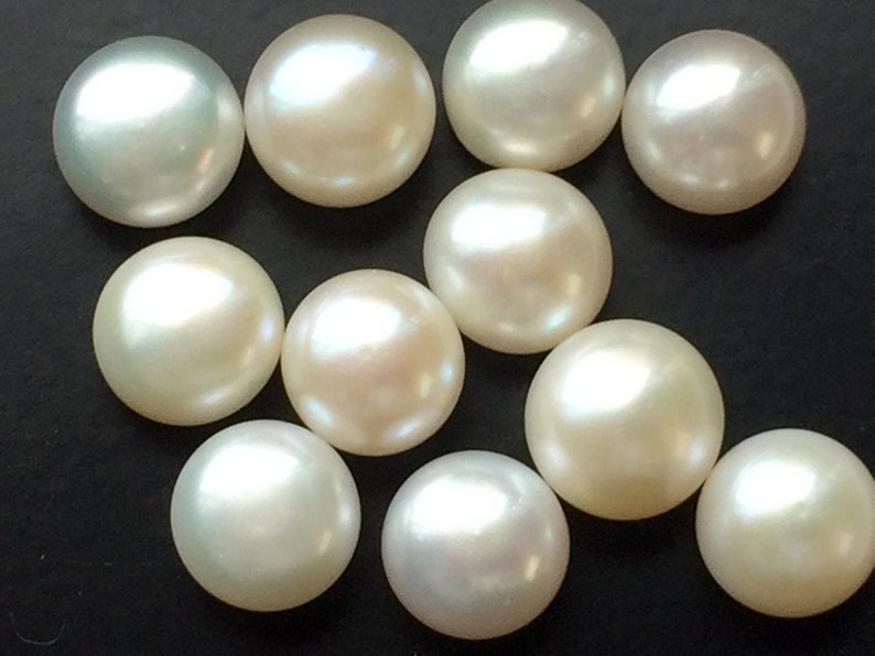7mm Ivory Pearls, Natural Fresh Water Pearl Cabochons, Natural Pearls, Loose Flat Pearls For Jewelry (5Pcs To 10Pcs Options) - PG0222 image 2