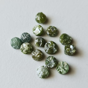 5-5.5mm Green Rough Diamond Discs Diamond Tyre 1 Pc Diamond Studs Diamond Button Shape Raw Uncut Diamond Laser Cut Loose Diamonds - PDD57