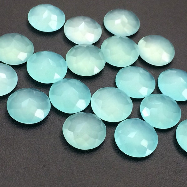 Cabochons de calcédoine Aqua de 14 mm, gemmes polonaises de calcédoine Aqua, calcédoine Aqua en vrac pour les bijoux (options de 5 pièces à 10 pièces) - KS171