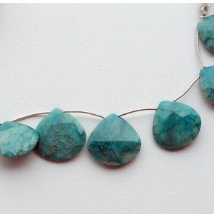 15-21mm Chrysocolla Heart Beads, Natural Chrysocolla Faceted Heart Beads, Chrysocolla For Necklace, Chrysocolla Beads