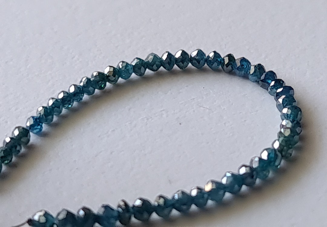 1.5mm Large Hole Blue Diamond Beads 5mm Faceted Natural Diamond Bead Chain  It