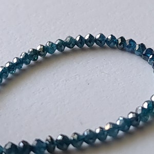 2.3-2.5mm Blue Diamond Rondelle Beads, Faceted Blue Drilled Diamond Beads, Diamond for Jewelry (5 Pcs To 10 Pcs Options) - PPD874