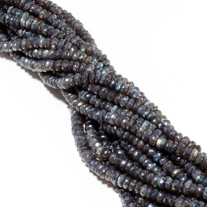 7mm Labradorite Coated Faceted Rondelle Beads, Coated Labradorite Faceted Beads, Coated Labradorite For Necklace (8IN To 16IN) - LMQ