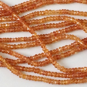 2.5-3mm Orange Sapphire Faceted Rondelle Beads, Natural Saffron Sapphire Beads, Orange Sapphire For Jewelry (4IN To 16IN Options)-GODA2073