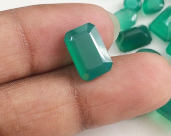 5x6mm - 7x12mm Green Onyx Mix Shape Gemstone Lot, 5 Pcs