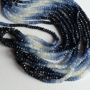 3-4mm Shaded Blue Sapphire Faceted Beads, Original Sapphire Faceted Rondelle, Sapphire Faceted Beads For Jewelry 8IN To 16IN Options image 3