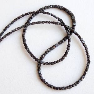 2-3mm Black Diamond Box Cubes, Black Drilled Rough Diamond, Raw Diamond Box Beads, Uncut Diamond Beads For Jewelry (4IN To 16IN) - DDP137