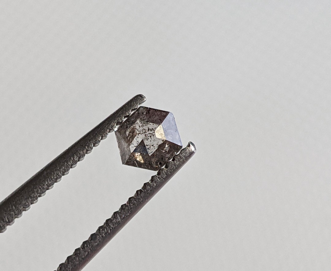 Salt and Pepper Diamond, CONFLICT FREE 4.1x3.5 Mm, 0.20 Cts Hexagon