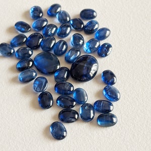 4x6mm Kyanite Plain Oval Cabochons, Natural Kyanite Oval Flat Back Cabochons For Jewelry, Loose Blue Kyanite (5Cts To 10Cts Option) - ADG300