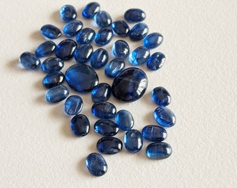 4x6mm Kyanite Plain Oval Cabochons, Natural Kyanite Oval Flat Back Cabochons For Jewelry, Loose Blue Kyanite (5Cts To 10Cts Option) - ADG300