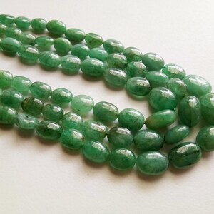 5-11mm Emerald Oval Beads, Natural Emerald Plain Beads, Precious Emerald Nugget, Emerald For Necklace (15 IN To 7.5 IN Options)-APH62