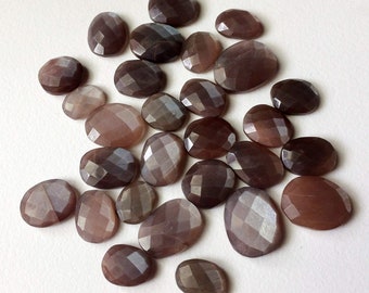 11-14mm Chocolate Moonstone Rose Cut Cabochons, Natural Flat Back Chocolate Moonstone, Loose Moonstone For Jewelry (5Pcs To 10Pcs Options)