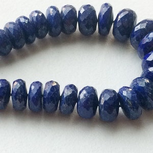 Contas de pneu facetadas de lápis-lazúli azul de 7-10 mm, contas de roda de lápis-lazúli rondelle, 20 peças de lápis-lazúli para joias, lápis-lazúli para colar - NNA414