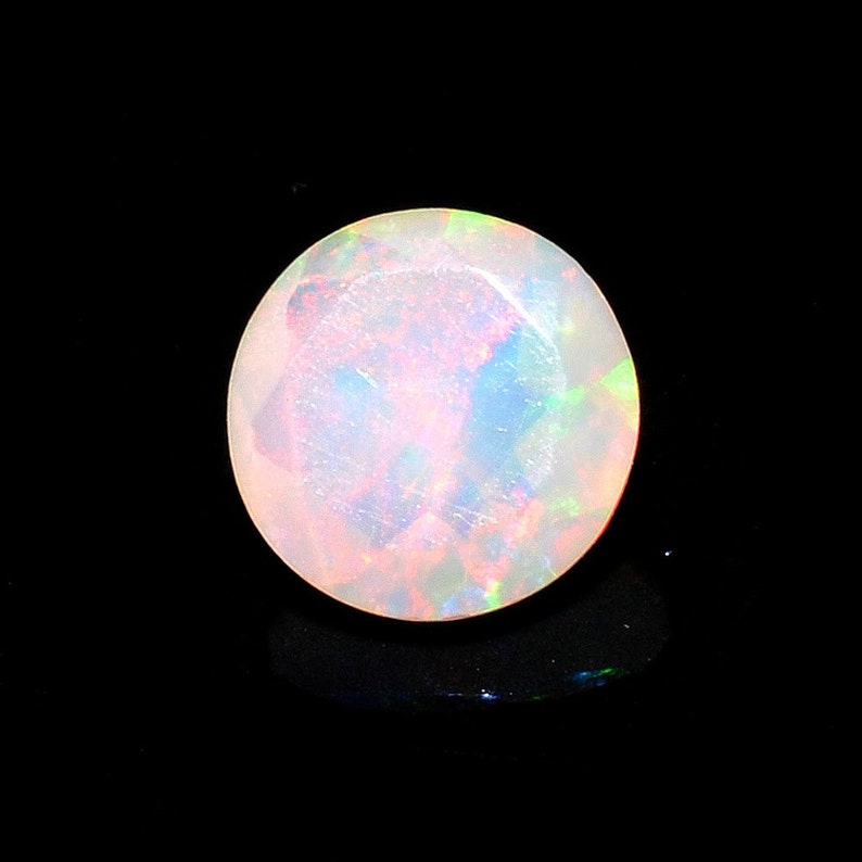 8mm Huge Ethiopian Opal, Round Faceted Opal, Fancy Cut Stone For Ring, Faceted Cabochon, Fire Opal, Opal For Jewelry, 1.1cts Approx, EO1 image 3