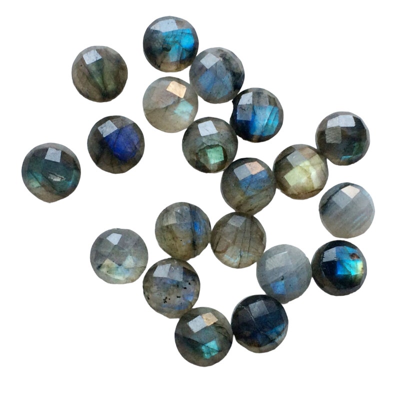 10mm Labradorite Rose Cut Round Flat Back Cabochons, Labradorite Flat Back Cabochons, Faceted Round Cabs For Jewelry 5pcs T0 10Pcs Options image 6
