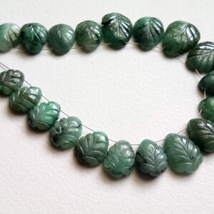 8x11mm - 13x16mm Emerald Beads, Natural Emerald Hand Carved Leaf Shape Flat Back Beads, 5 Pieces Emerald Fancy Leaf Beads For Jewelry
