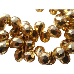 4x6-5x7mm Golden Pyrite Faceted Tear Drop, Gold Pyrite Faceted Briolette Beads, 19 Pieces Mystic Gold Pyrite For Jewelry GPFTD image 5