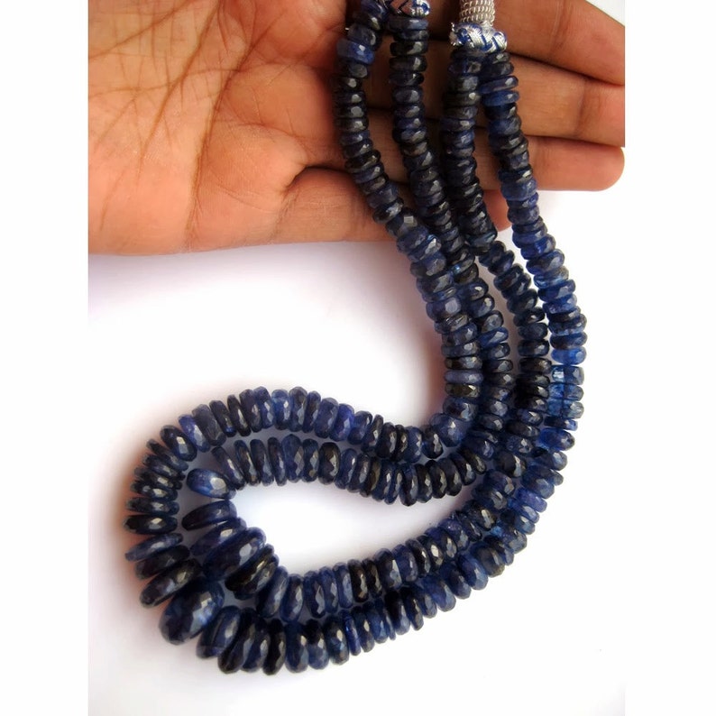 Faceted Kyanite Blue Kyanite 100 Pieces Approx Faceted Rondelle Beads 14 Inch Strand 20mm To 7mm Each Kyanite Beads