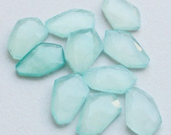 14-17mm Aqua Chalcedony Fancy Cut Cabochon,  Aqua Chalcedony Rose Cut Flat Back Cabochons For Jewelry (5Pcs To 20Pcs Options) - BGP615