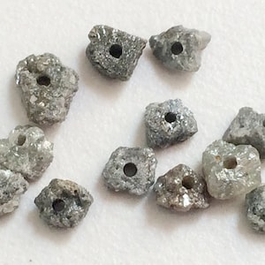 5-7mm Large Hole Grey Rough Diamond Beads, 1mm Drilled Grey Diamond, Chain It And Wear It, Conflict Free Diamonds For jewelry (2Pc To 20Pc)