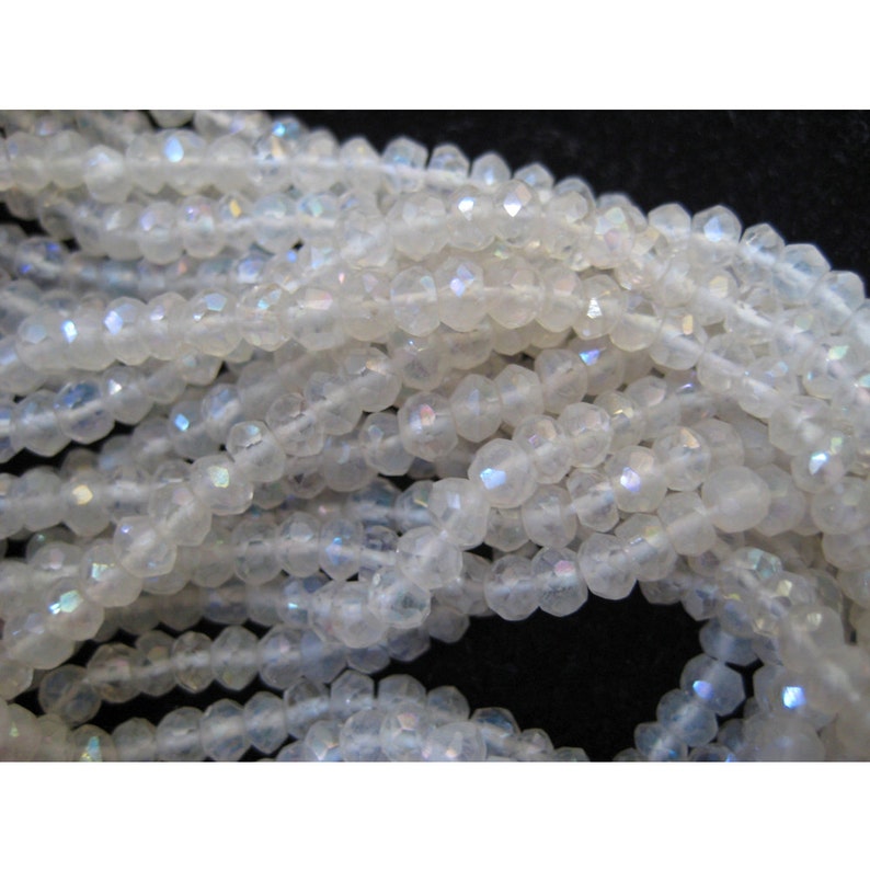 Wholesale 5 Strands 14 Inches Each 3mm Beads Micro Faceted Coated Crystal Quartz Rondelle Beads