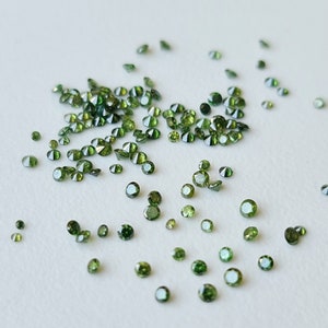 Melee Green Diamonds, 1.3-1.7 mm CONFLICT FREE Diamonds, Round Brilliant Cut Solitaire Faceted Green Diamond For Jewelry, 10Pcs-PPRK4