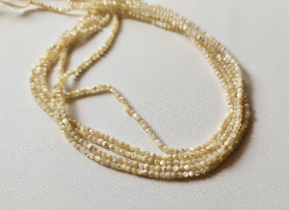 2.5mm Mother of Pearl Faceted Rondelles Natural Mother Of Pearl Beads For Necklace Mother Of Pearl Jewelry, MOP (1STR - 5STR Options)- DGA74