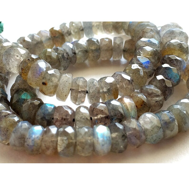 Natural Blue Multi-Color Labradorite Faceted Rondelle Beads - 3-4mm, 13 Strands (~125-135 Per Strand)