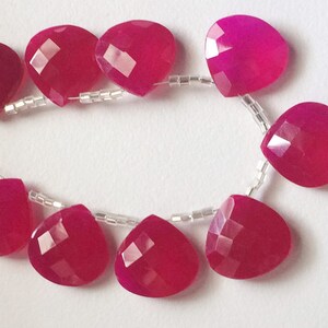 17mm Hot Pink Chalcedony Faceted Heart Beads, Pink Chalcedony Heart Briolettes, Huge Pink Chalcedony Beads For Jewelry 8 Pcs - PDG58