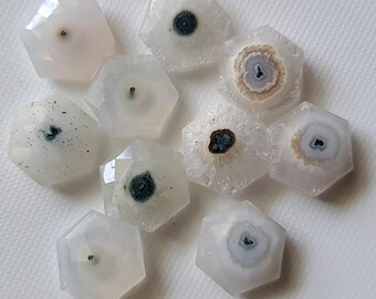 14mm Natural Solar Quartz, Solar Quartz Faceted Hexagon Shaped Cabohcons, Stalacite, Solar Quartz For Necklace, 5 Pcs - PSG330