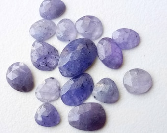 8-9mm Tanzanite Rose Cut Flat Back Cabochons, Natural Tanzanite Cabochons, Loose Tanzanite Stones For Jewelry (5Pcs To 10Pcs Options)