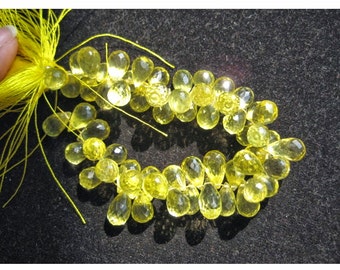 8x11-9x14mm Lemon Quartz Micro Faceted Tear Drop Shaped Briolettes, Lemon Quartz Faceted Drop Beads For Jewelry (10Pcs TO 20Pcs Options)