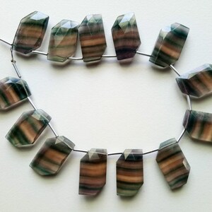 12x20mm Multi Fluorite Faceted Fancy Shape Bead, Natural Multi Fluorite Faceted Beads, Fluorite For Necklace (6Pcs To 12Pcs Option)