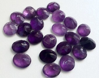 10x14mm Amethyst Oval Cabochons, Amethyst Buff Polish Gems, Loose Amethyst Gemstones, Amethyst For Jewelry, Purple Gems- KS156