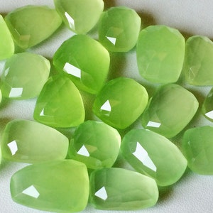 17-20mm Apple Green Chalcedony Cabochons, Green Chalcedony Rose Cut Flat Back Cabochons For Jewelry, Apple Cabochon 5Pcs To 10Pcs Options image 2