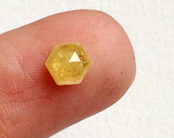 5.5x6mm Yellow Rose Cut Diamond, Loose Hexagon Shape Natural Diamond Rose Cut Cabochon, 0.75 CTW Ring Size Faceted Diamond - DDP267