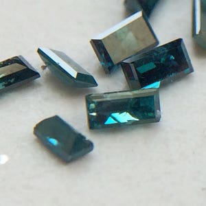 Natural Blue Baguette Diamond, Rare 3.5x2 mm-2x3 mm Baguette Cut Diamond, Rectangular Faceted MELEE Diamond for Jewelry (1Pc-2Pcs)-PDD482