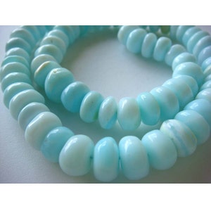 9-11mm Approx., Blue Opal Plain Rondelles, Blue Opal Smooth Rondelle Beads, Blue Opal Rondelle For Jewerly (7IN To 14IN Options) - GFJ461