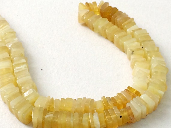 4-5mm Yellow Opal Heishi Beads, Yellow Opal Opal Square Heishi Beads, Yellow Opal For Jewelry, Yellow Opal Bead (8IN To 16IN Options)