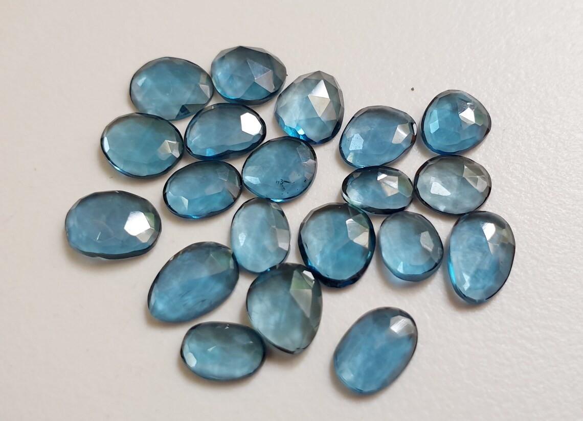 75 95mm London Blue Topaz Cabochons Natural Faceted Free Etsy