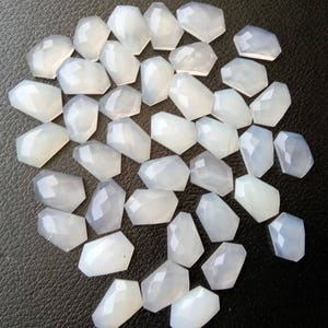 16-18mm White Chalcedony Fancy Rose Cut Cabochon, White Chalcedony Flat Back Cabochons For Jewelry, Loose Chalcedony (5Pcs To 10Pcs Options)