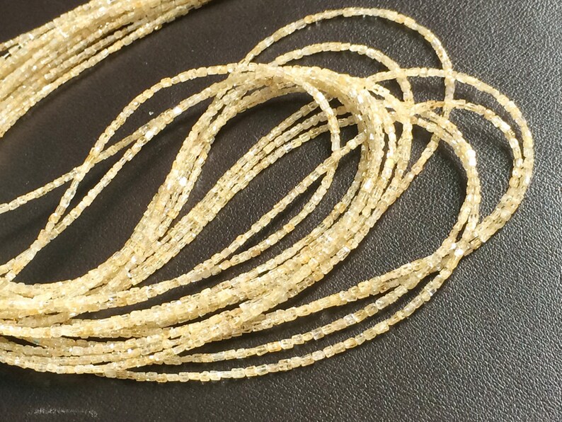Diamond Beads 2 Inch Light Yellow Sparkling Diamonds Yellow Faceted Diamond Fancy CubeBox Beads DSA131 Raw Diamonds 1.5mm