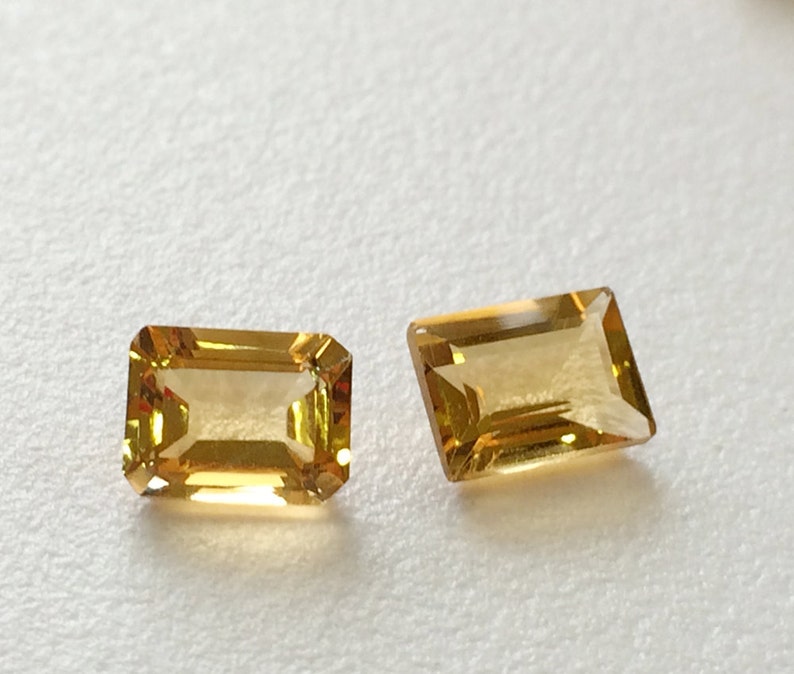 Beautiful Orange Citr Emerald Cut Faceted Calibrated Citrine 7x9mm Each Citrine Cut Stone Lot 11.20 Carats 5 Pieces