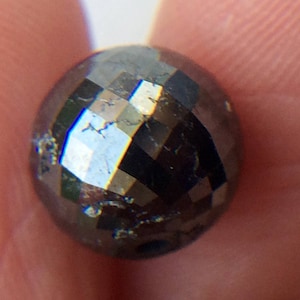 8.4mm OOAK Black Sparkling Faceted Diamond Round Bead, 5.05 Cts Huge Black Diamond Round Ball, Read To Wear Diamond Ball - PUSPD48