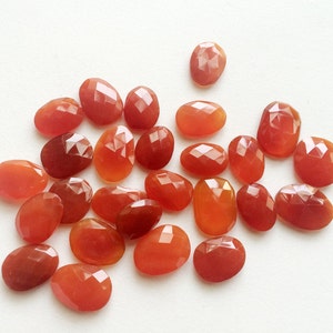 13-19mm Carnelian Orange Chalcedony Rose Cut Cabochon, Orange Flat Back Oval Cabochon For Jewelry (5Pcs To 10cs Options) - KRS269