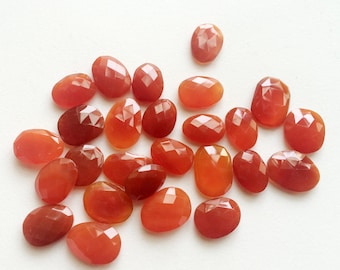 13-19mm Carnelian Orange Chalcedony Rose Cut Cabochon, Orange Flat Back Oval Cabochon For Jewelry (5Pcs To 10cs Options) - KRS269